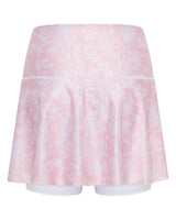 Light Pink Leaf Print Premium Longer Style Skirt with White Undershort