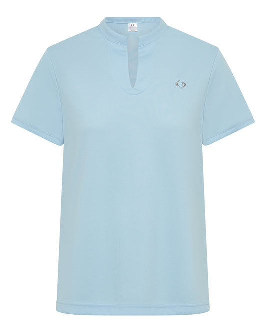 Women's Short Sleeve Collared Top - Light Blue