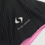 Luxury Ribbed Skirt - Black (Pink Inner Shorts) - Slice Avenue